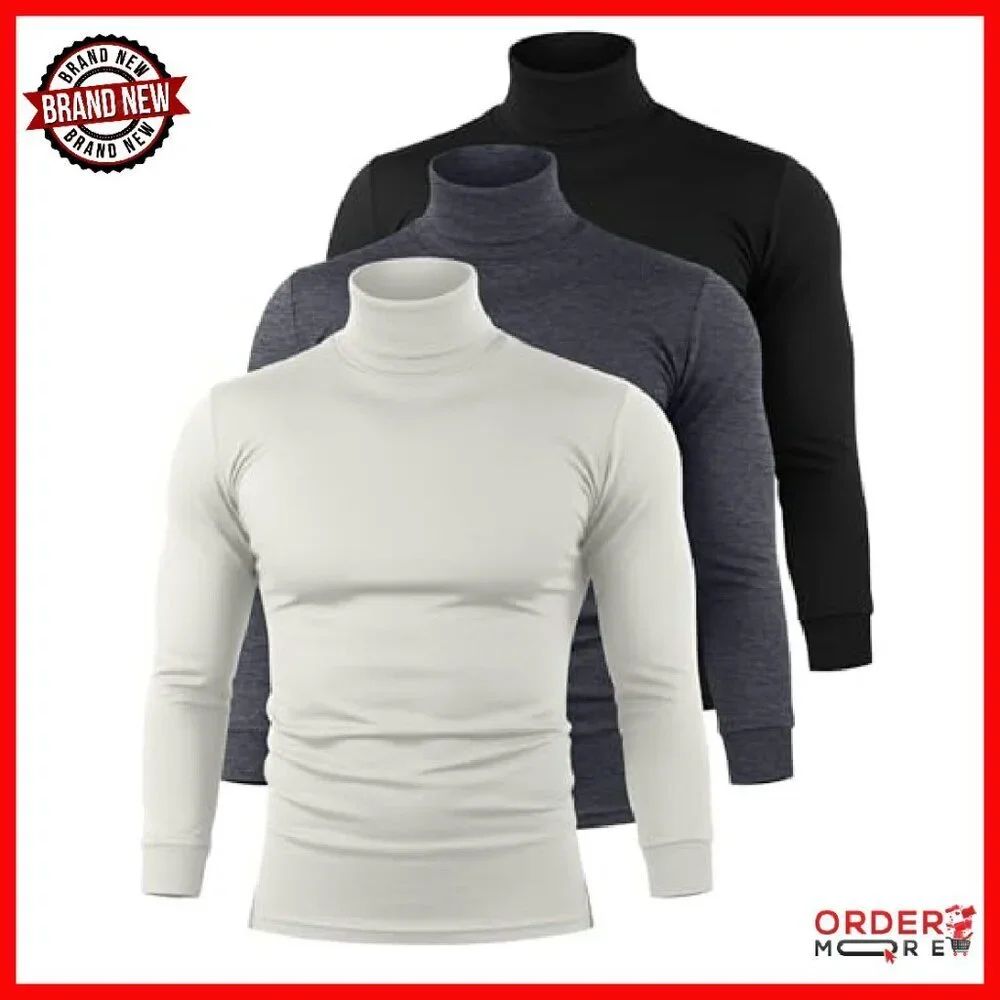 Men's Thermal Turtleneck 3-Pack Slim Fit Long Sleeve Winter Pullover